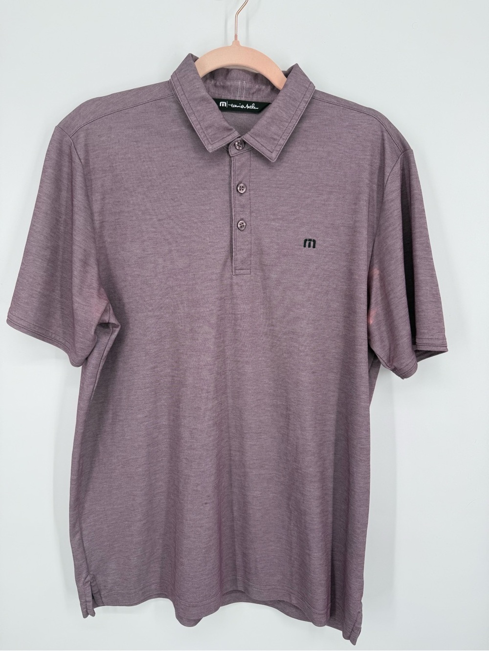 Travis Mathew Men's Purple Heather Golf Polo Shirt Size L Short Sleeve